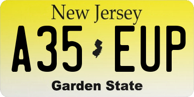 NJ license plate A35EUP