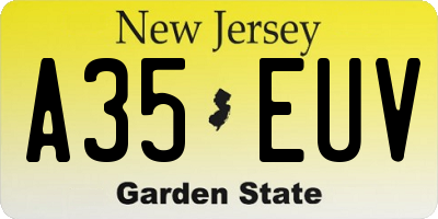 NJ license plate A35EUV
