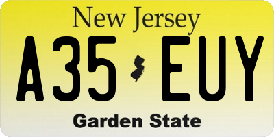 NJ license plate A35EUY
