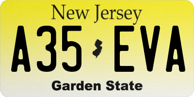 NJ license plate A35EVA