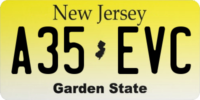 NJ license plate A35EVC