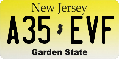 NJ license plate A35EVF