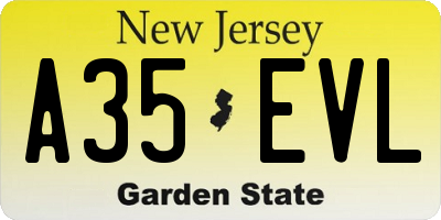 NJ license plate A35EVL