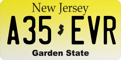 NJ license plate A35EVR