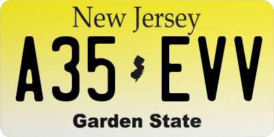 NJ license plate A35EVV