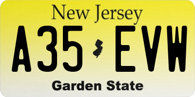 NJ license plate A35EVW