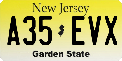 NJ license plate A35EVX