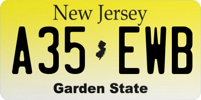 NJ license plate A35EWB