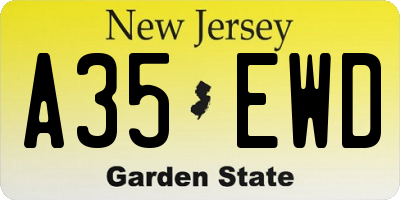 NJ license plate A35EWD