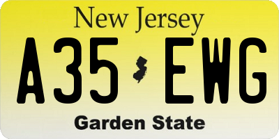 NJ license plate A35EWG