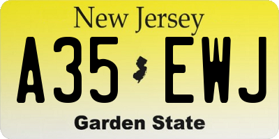NJ license plate A35EWJ