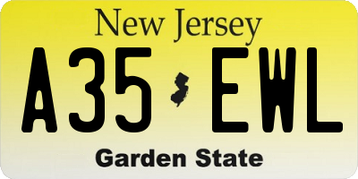 NJ license plate A35EWL