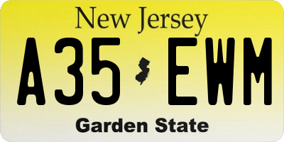 NJ license plate A35EWM