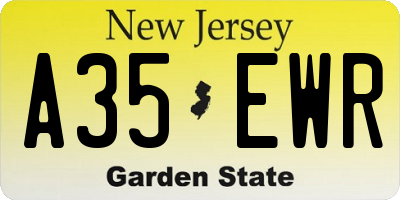 NJ license plate A35EWR