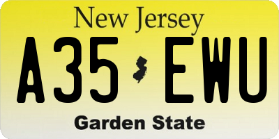 NJ license plate A35EWU