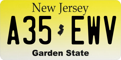 NJ license plate A35EWV