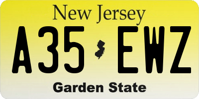 NJ license plate A35EWZ