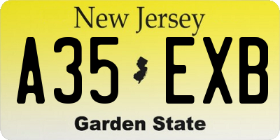NJ license plate A35EXB