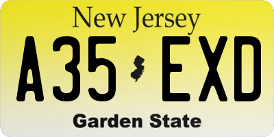 NJ license plate A35EXD