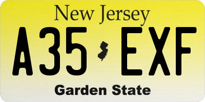 NJ license plate A35EXF