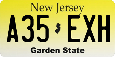 NJ license plate A35EXH