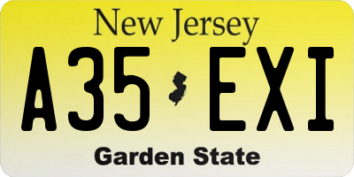 NJ license plate A35EXI