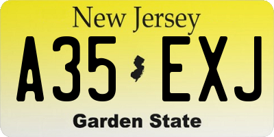 NJ license plate A35EXJ