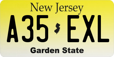 NJ license plate A35EXL