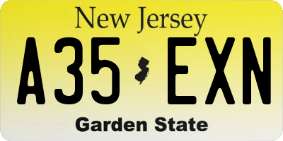 NJ license plate A35EXN