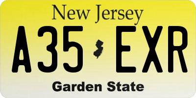NJ license plate A35EXR