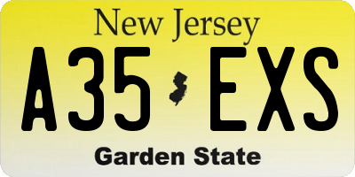 NJ license plate A35EXS