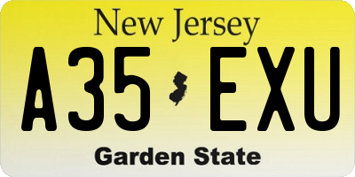 NJ license plate A35EXU