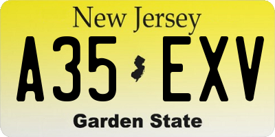 NJ license plate A35EXV