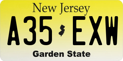NJ license plate A35EXW