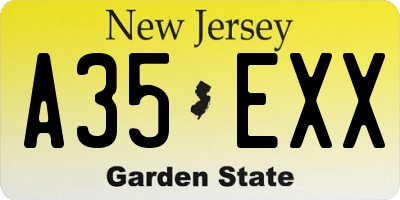 NJ license plate A35EXX