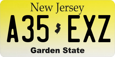 NJ license plate A35EXZ