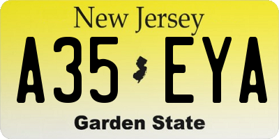 NJ license plate A35EYA