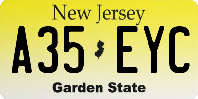 NJ license plate A35EYC
