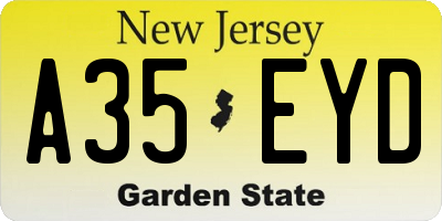 NJ license plate A35EYD
