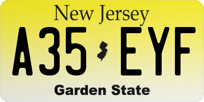NJ license plate A35EYF