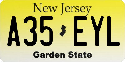 NJ license plate A35EYL