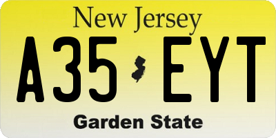 NJ license plate A35EYT