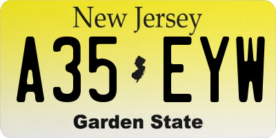 NJ license plate A35EYW