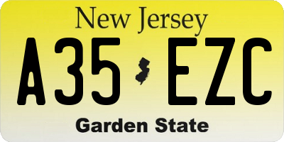 NJ license plate A35EZC