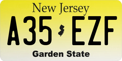 NJ license plate A35EZF