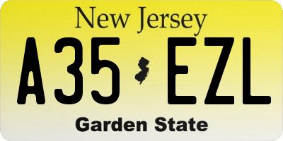 NJ license plate A35EZL