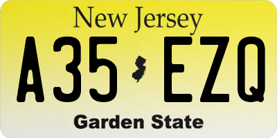 NJ license plate A35EZQ
