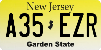 NJ license plate A35EZR