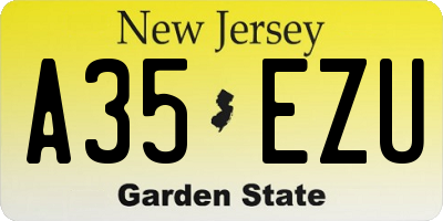NJ license plate A35EZU