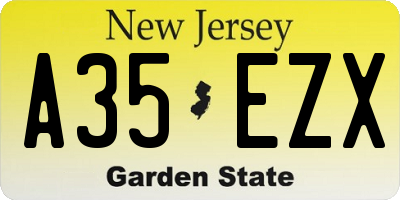 NJ license plate A35EZX